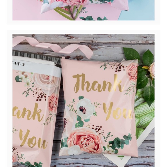 ❌SOLD OUT❌ 📦3/$20📦 10 PINK floral poly mailers 10x13” + Free stickers! - Picture 2 of 6
